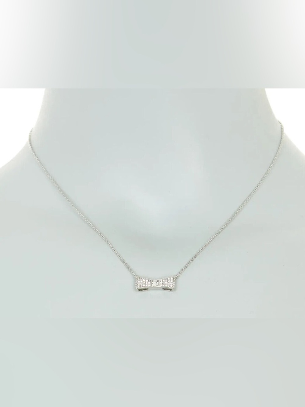 Kate Spade Ready Set Bow Pavé Mini Pendant Necklace, Silvertone - Picture 2 of 6